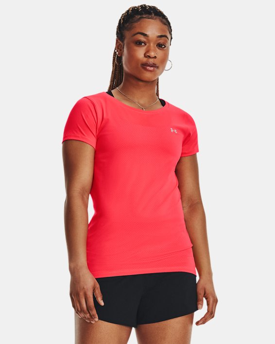 Tee-shirt à manches courtes HeatGear® Armour pour femme, Red, pdpMainDesktop image number 0